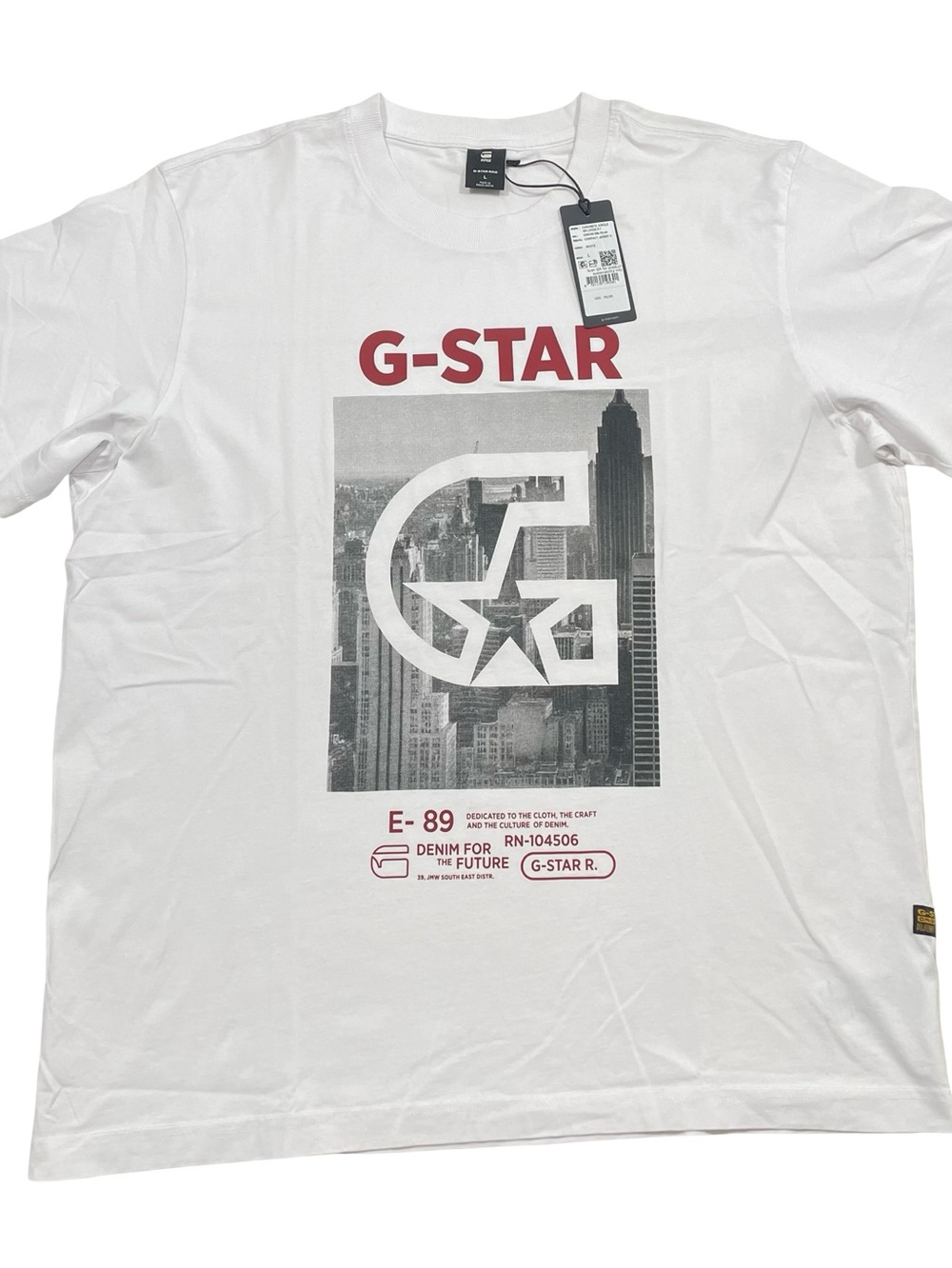 G-Star Raw Graphic Logo Size L White Tee (Retail $70)